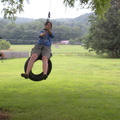 Becky on tire swing